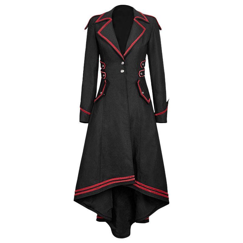 

Foreign Trade Large Size European and American Medieval Gothic Retro Women s Coat Tailcoat Amazon Ebay Cross-Border in Stock Red Trim Women s Overcoat S