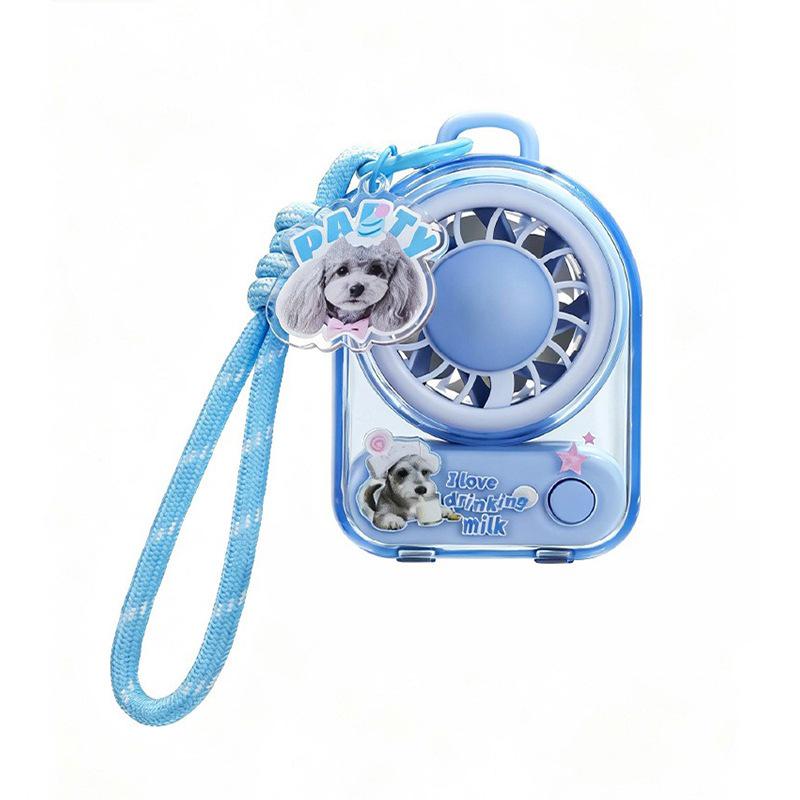 Pet Paradise Mini USB Rechargeable Fan: Cute Transparent Keychain Pendant for Women Three-speed: 300mAh
