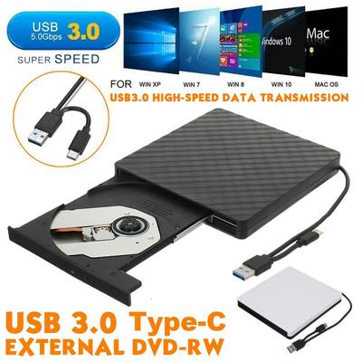 Type-C External USB 3.0 DVD/CD Burner Writer Recorder DVD RW Optical Drive CD/DVD ROM Player MACs OS Windows XP/7/8/10
