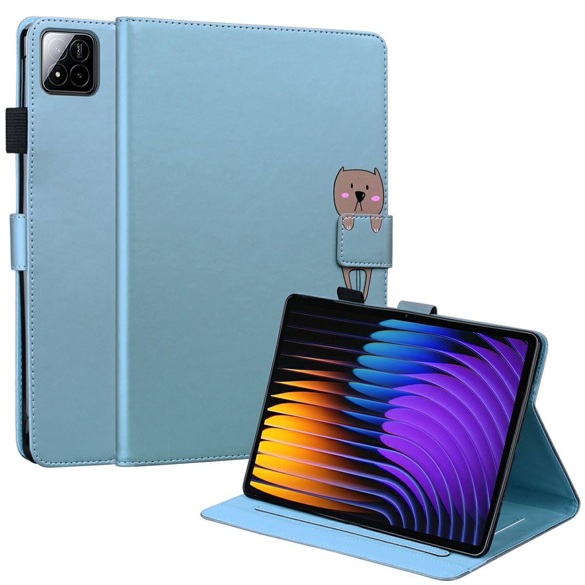 

Чехол для Xiaomi Pad 7/7 Pro, Подставка для планшета, Кожаная обложка, Слоты для карт, Животный узор Blue