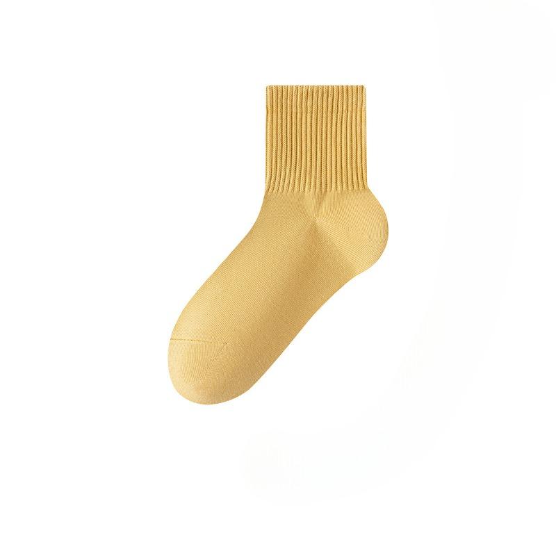 Female Spring and Autumn Leisure Pure Cotton Pure Color Antibacterial Deodorant Boneless Tube Socks