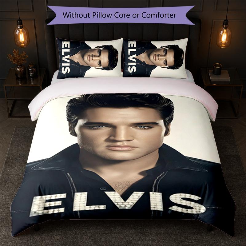 Set Copripiumino Elvis Presley 3 Pezzi 1 Copripiumino e 2 Federe Biancheria da Letto Morbida per Camera da Letto Domestica