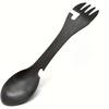 PSKOOK 2-piece Stainless Sporks. Multi-tool for Camping—tactical Spoon, Opener, Fork & Knife. Black/matte Silver, Stylish.