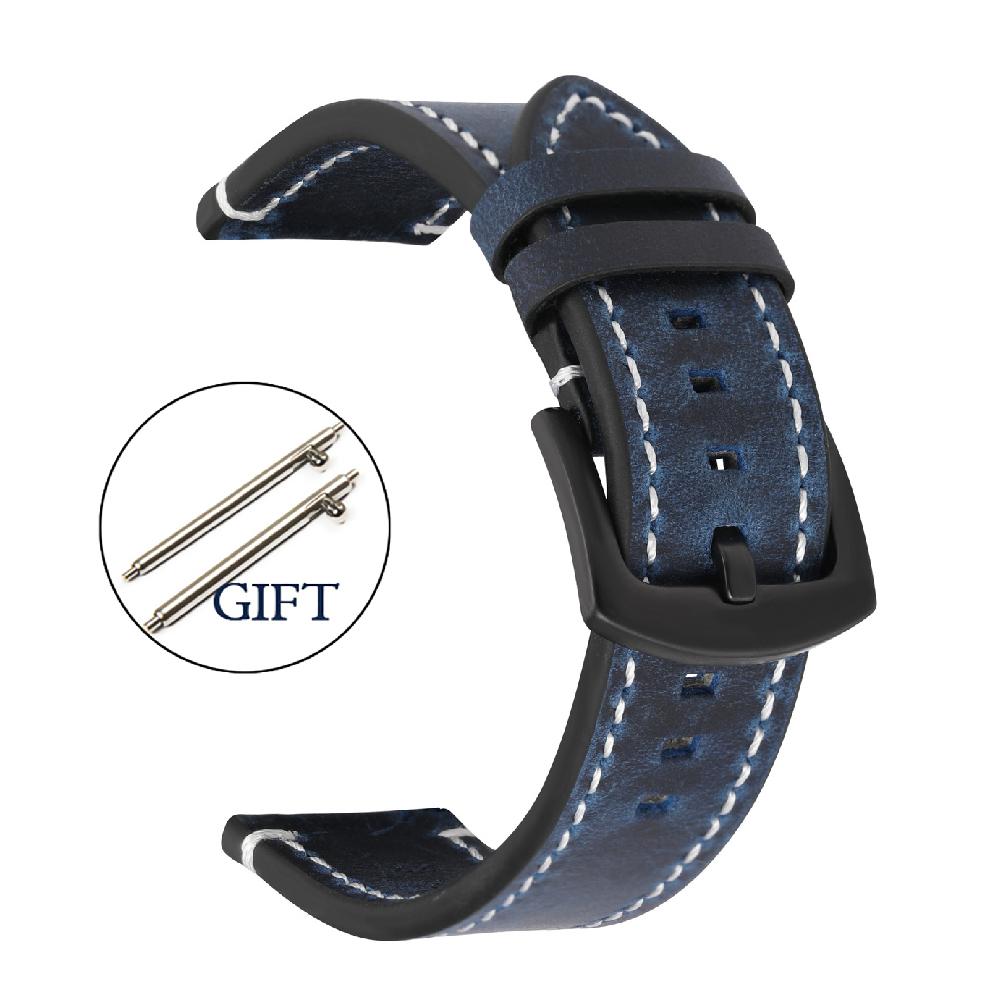 Genuine Retro Leather Watch Strap 20mm 22mm 24mm Vintage Strap 18mm Quick Release Men Universal Replacement Bracelet Accessories