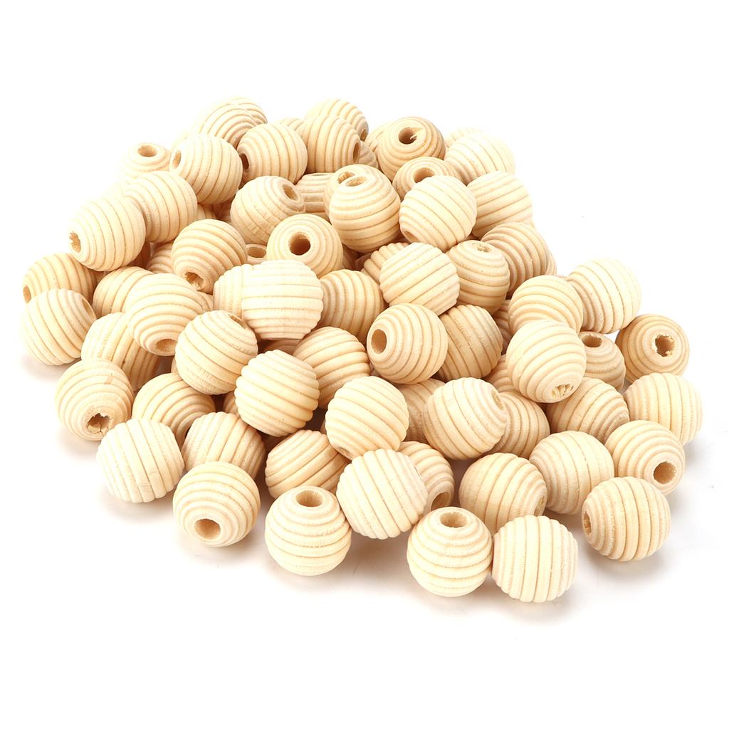 100pcs Wooden Beads MultiPurpose Natural DIY Paintable Thread Crafts for Handicraft Lovers