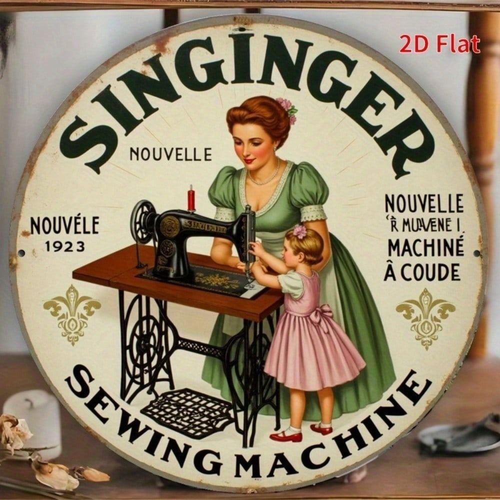 Vintage Singer Sewing Machine Metal Wall Art Retro Tin Sign Home Decor