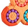 Rotating Bean Toy 6 Sided Rotating Bean Speed Toy Funny Stress Reduction Fingertip Puzzle Games for All Ages Orange