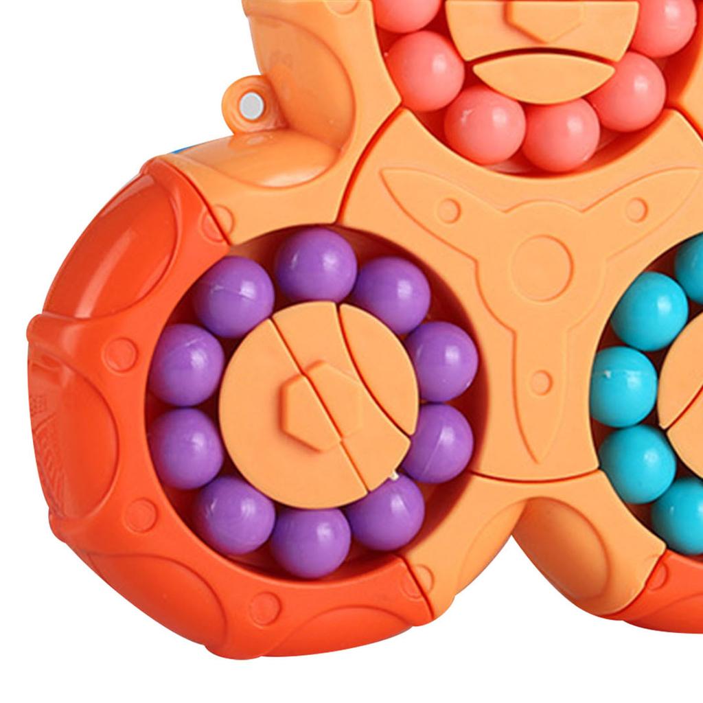 Rotating Bean Toy 6 Sided Rotating Bean Speed Toy Funny Stress Reduction Fingertip Puzzle Games for All Ages Orange
