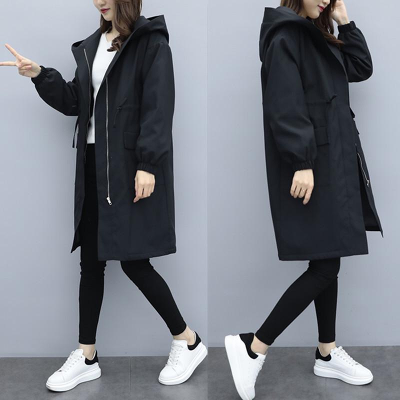 

2025 Новая женская плюшевая и утолщенная ветровка с капюшоном: Средняя/длинная, свободная, но узкая, корейский стиль, большой размер XXXXL