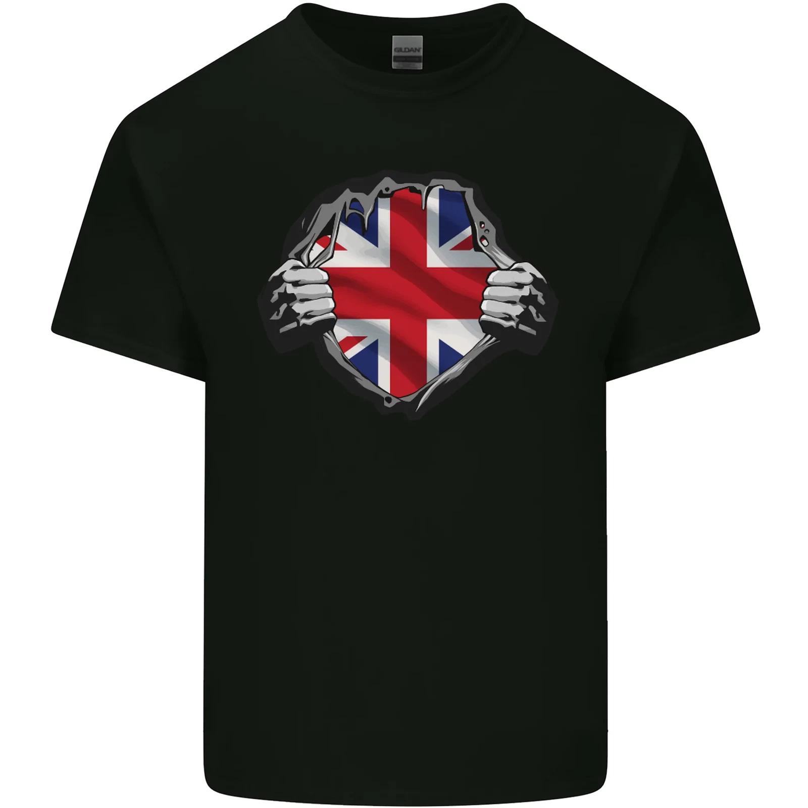 Union Jack Flag Ripped Torn Gym British UK Kids T-Shirt Childrens 3XL