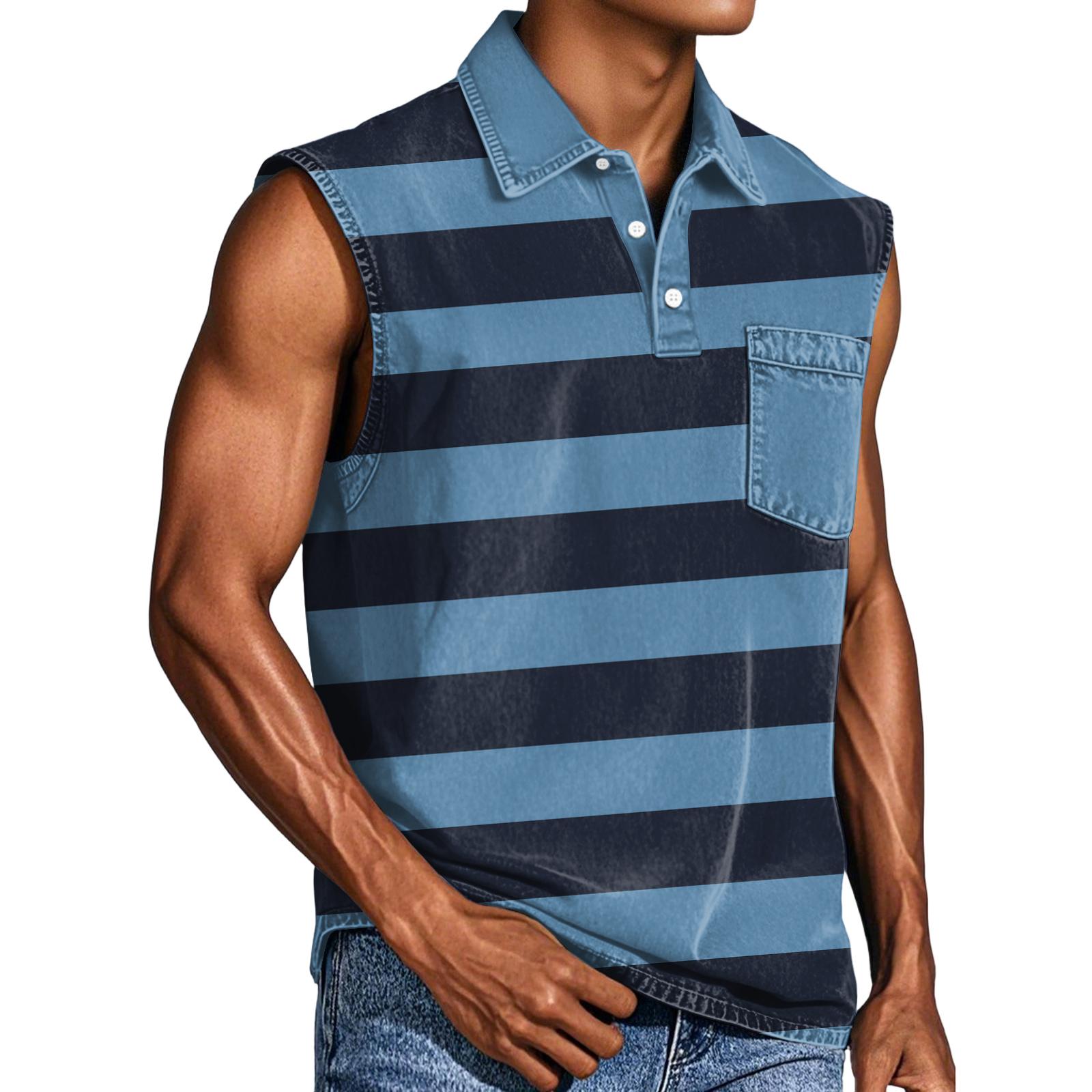 

Men s Casual Pocket Button Collar Sleeveless Vest XL Темно-синій