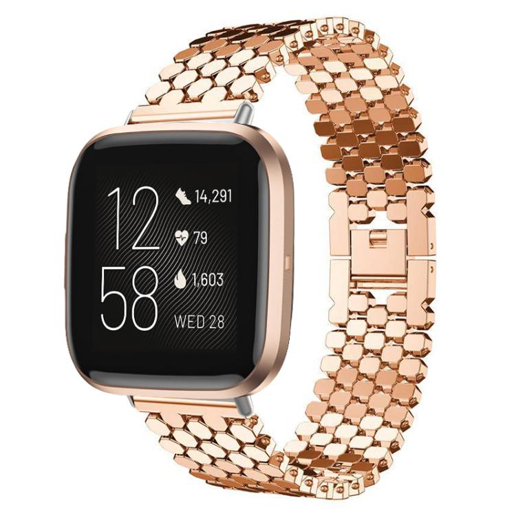 Metall-Uhrenarmband mit Fischschuppen-Textur für Fitbit Versa 4 Versa 3 Sense 2 Sense, Ersatzarmband, Nur Armband For Fitbit Versa 2/Versa/Versa Lite goldgelb