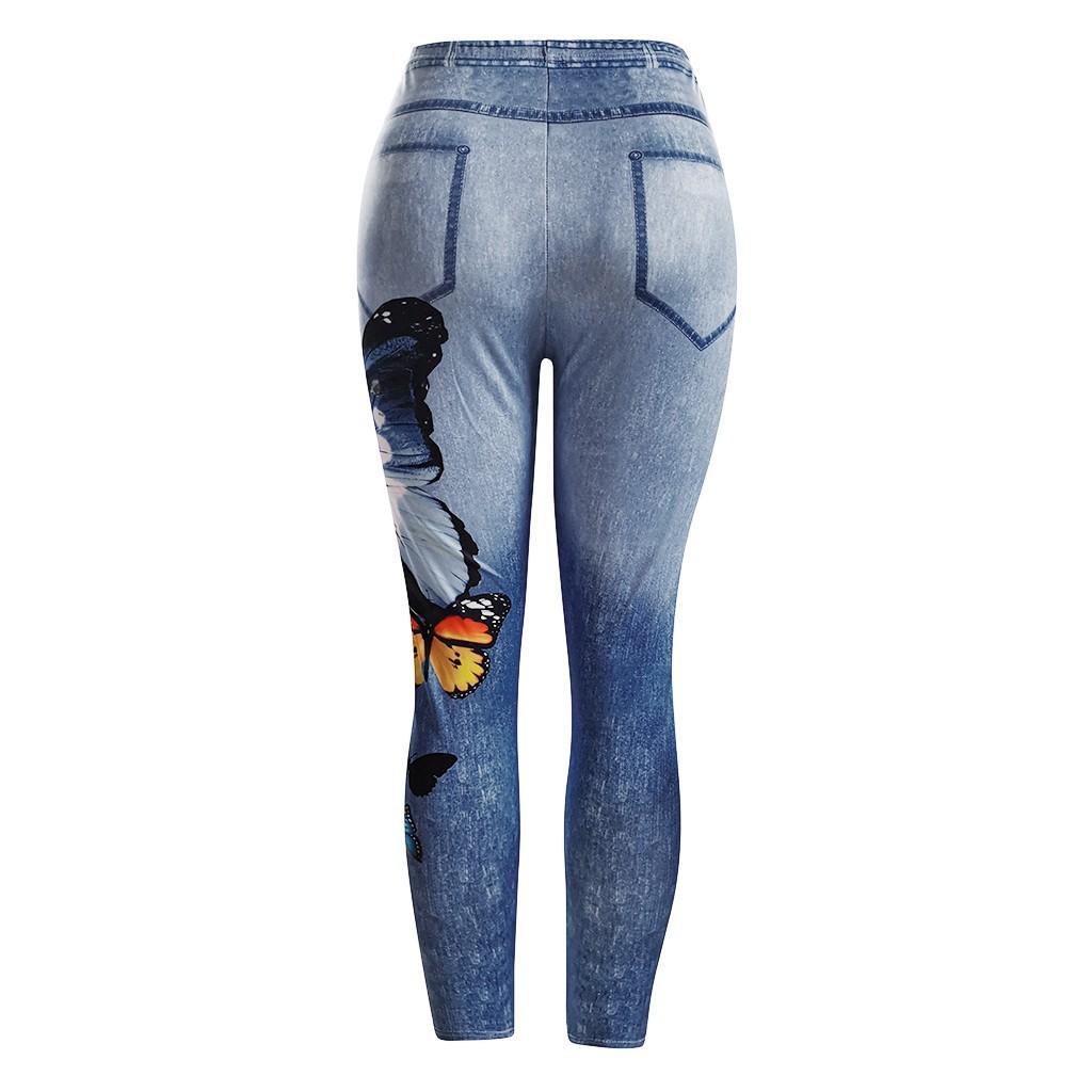 Women's Plus Size Casual Imitation Cowboy Leggings Elasticity Slim Cropped Pants
