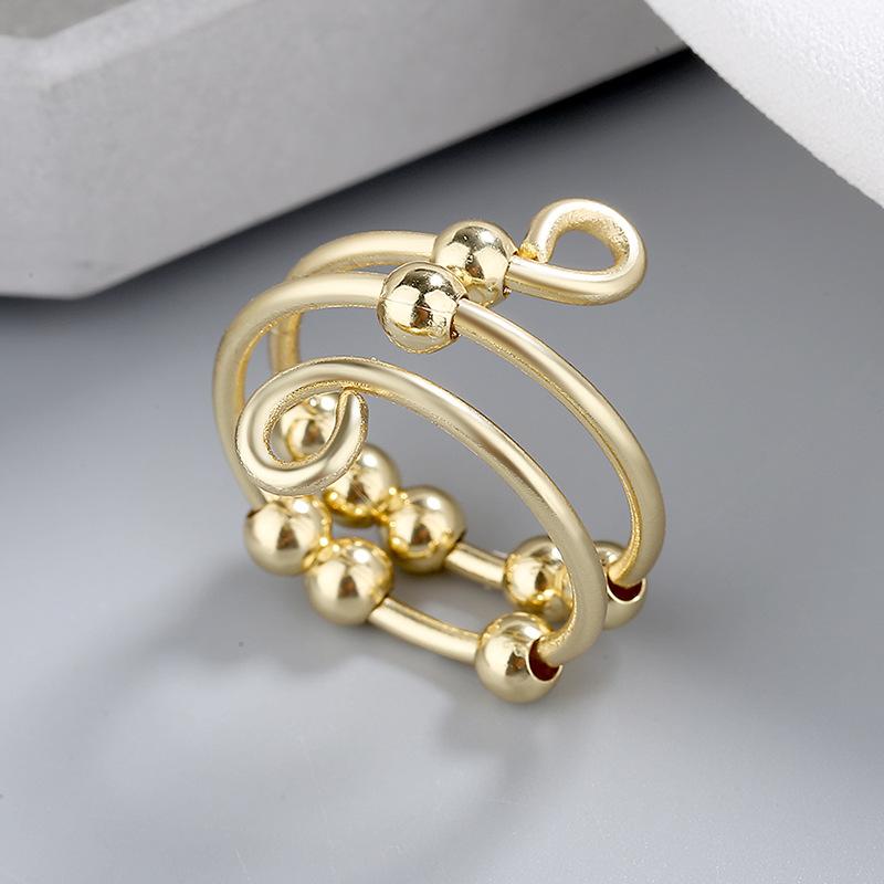 Women's Ring Personalised Simple Gold Ring Double Opening Adjustable Unwrapped Rings