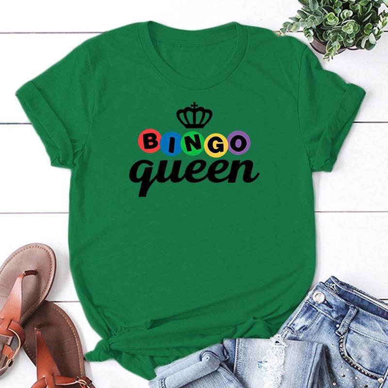 

Новые футболки с принтом Королева бинго Женские Мужские Повседневные Футболки с круглым вырезом Топ Летние Прохладные Свободные с коротким рукавом 3XL