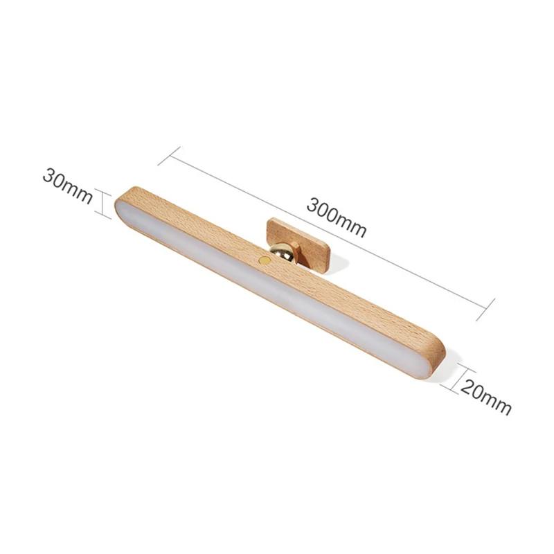 

LED Night Light Wooden Mirror Front Fill Light Portable Rechargeable Magnetic Wall Lamp For Touch switch Bedroom Bedside Lamps теплим білим кольором