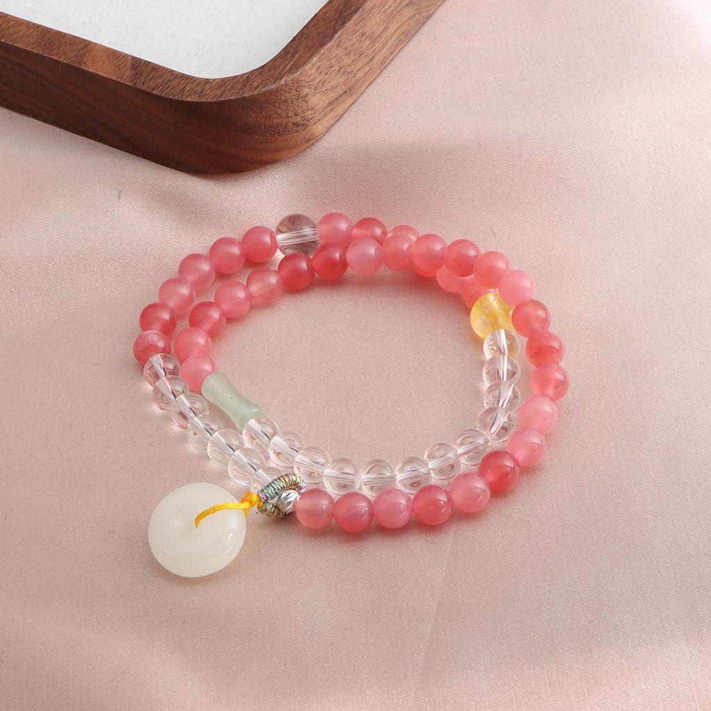 New Chinese bracelet amethyst Myanmar jade sun stone chalcedony safety buckle double circle crystal bracelet versatile bracelet