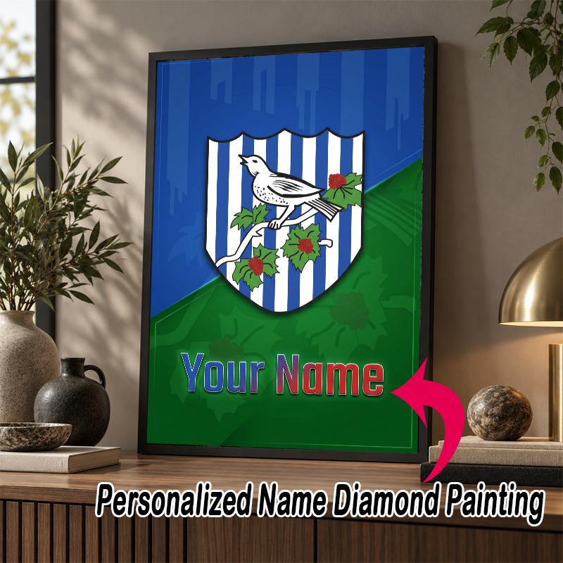 Custom Name West Bromwich Albion FC 5D Diamond Painting Personalized Full Drill Diamond Art Kit Gift