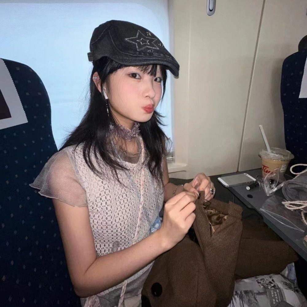 Chic Vintage Harajuku Hats Adjustable Painter Berets Caps Retro Sweet Cool Y2k Hats Women