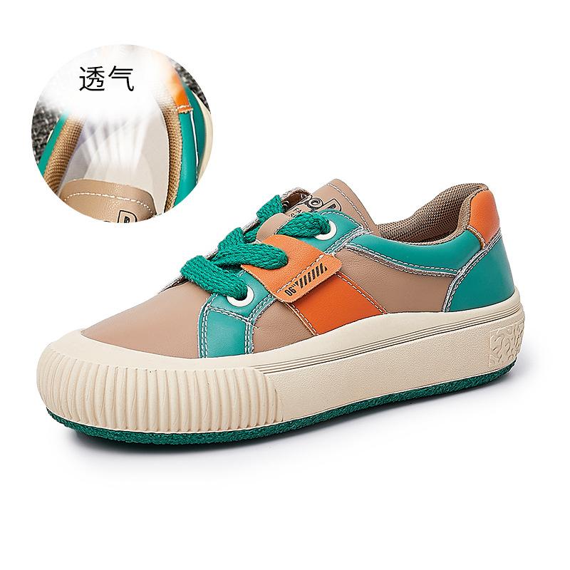 

Кожаные белые туфли женские 2025 весна новые туфли на толстой подошве женская универсальная повседневная обувь женская обувь в стиле ретро знаменитая женская обувь 35 зелёный