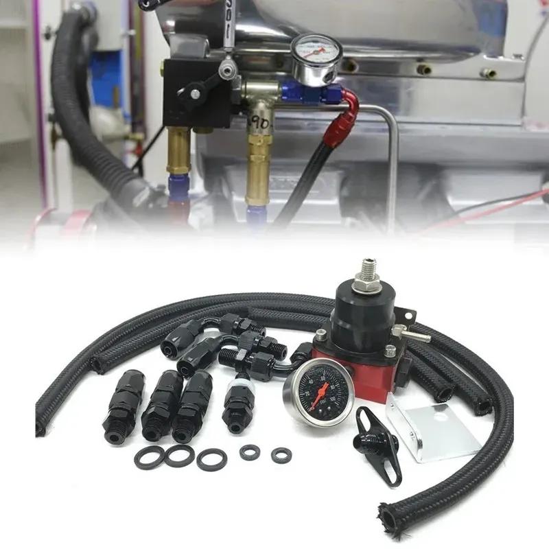 Universal Fuel Pressure Regulator Kit Car Fuel Pressure Regulator 100psi Adjustable Oil Gauge AN 6 Fitting End Oil Hose Fitting
