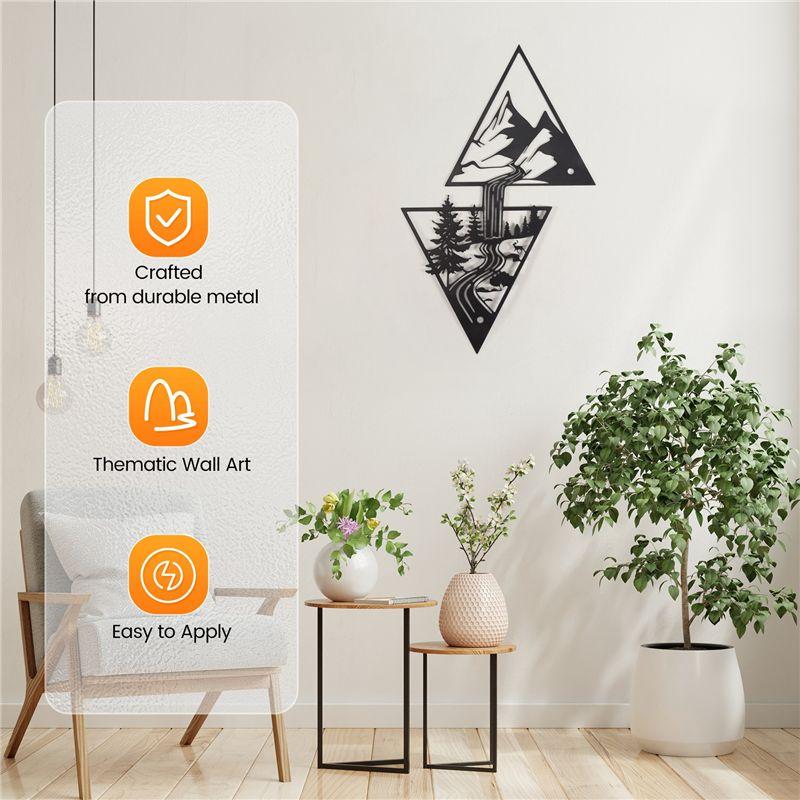 ABUL-Scenery Theme Decor Wall Art Decorations Mountain Metal Wall Decor Wall Sign Metal Wall Gift Triangle Wall Art For Room