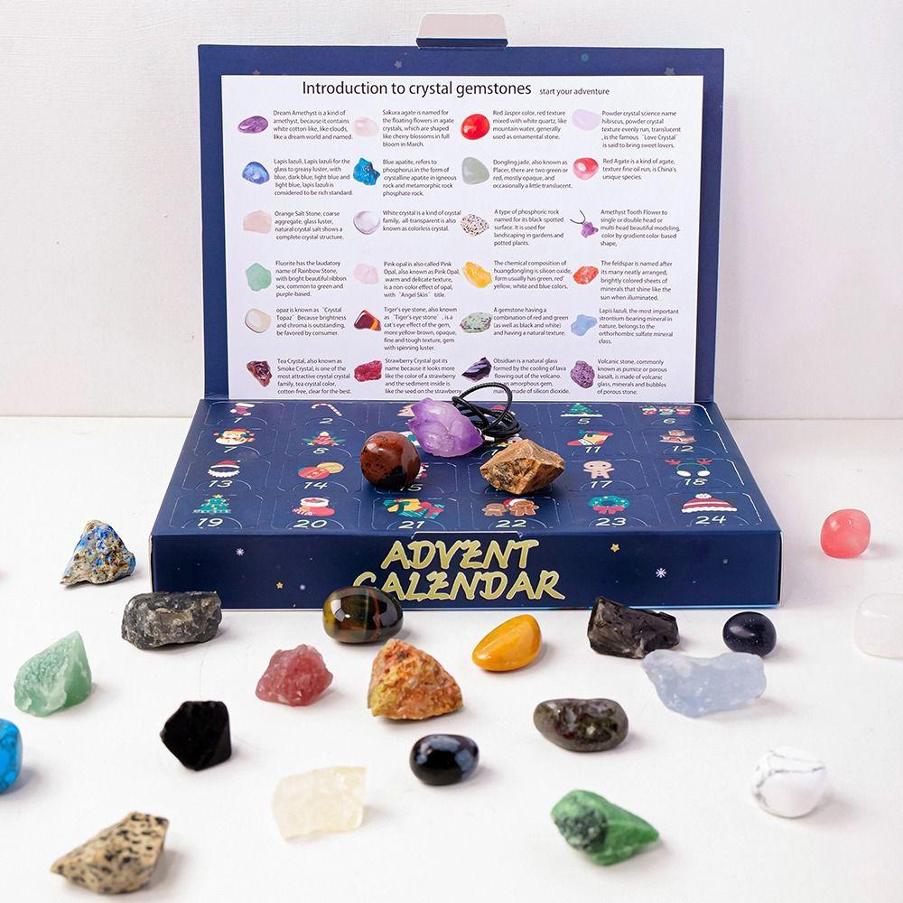 24Pcs Natural Stones Christmas Crystal Advent Calendar Gemstone Stone Learning Kit  Teens