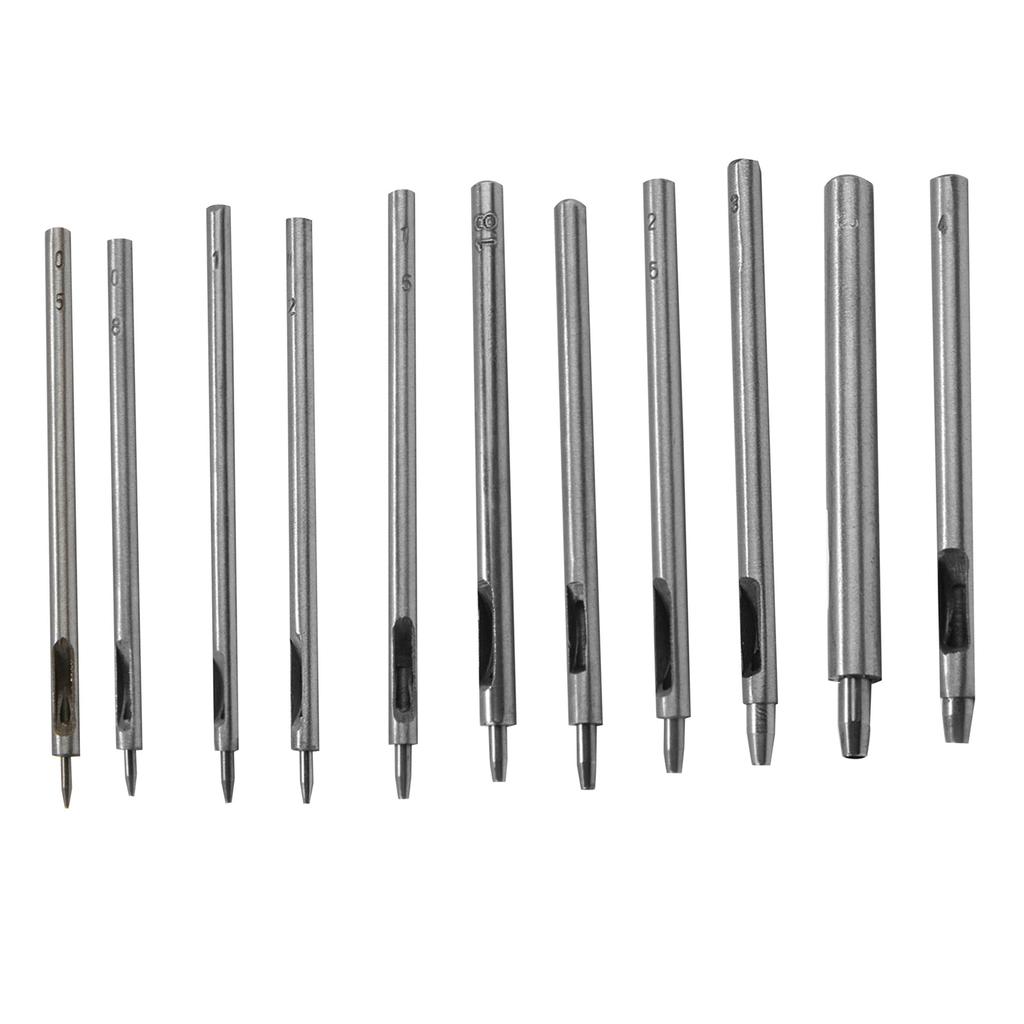 Round Steel Hollow Puncher 0.5mm to 4mm Leather Hole Punch Tool Leather Craft Hollow Hole Punch Cutter Tools for Leather