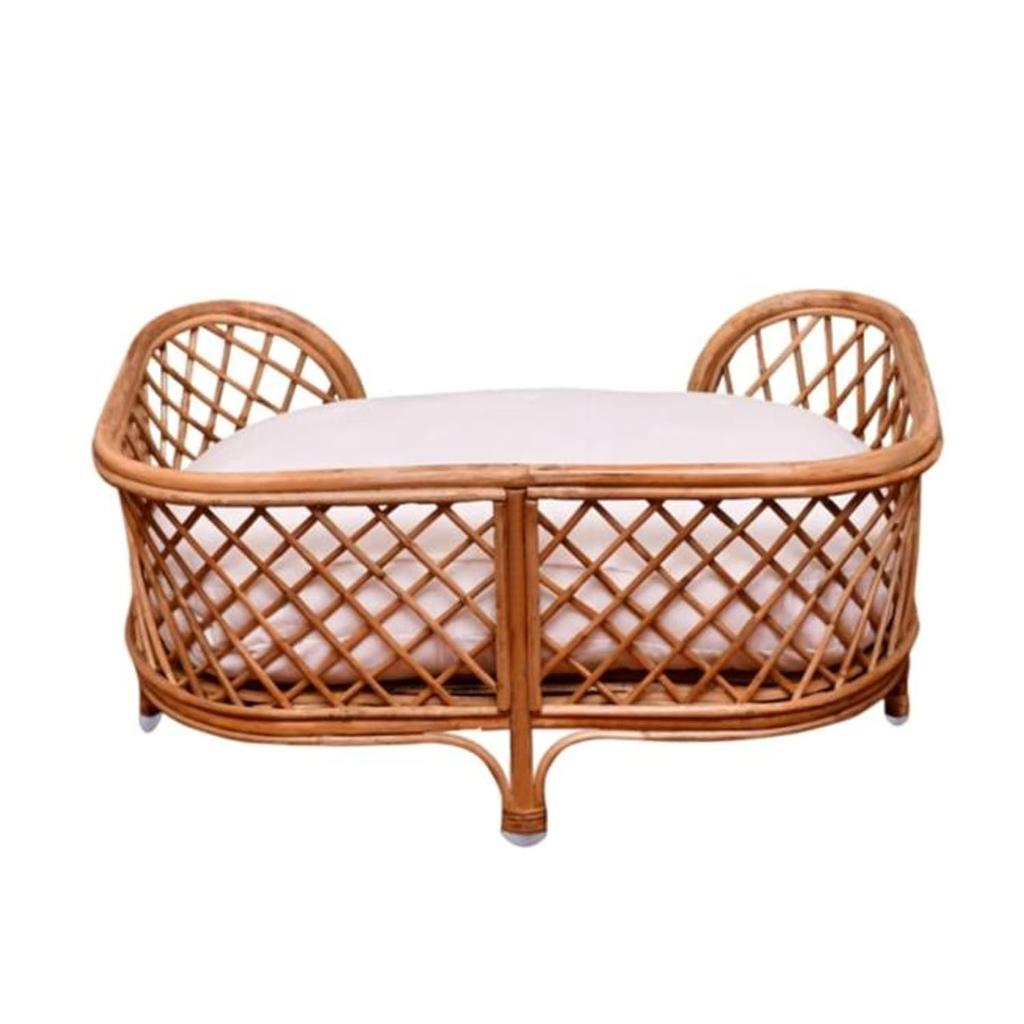 Eco Decx Rattan Pet Bed Without Cushion, Natural Woven Design | 80 * 52 * 41 cm