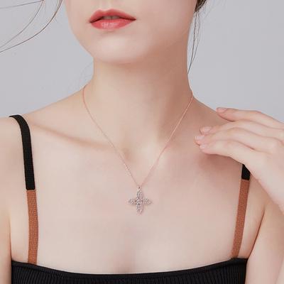 Diamond-inlaid Four-leaf Clover Necklace for Women with Niche Design Simple and Versatile Collarbone Chain