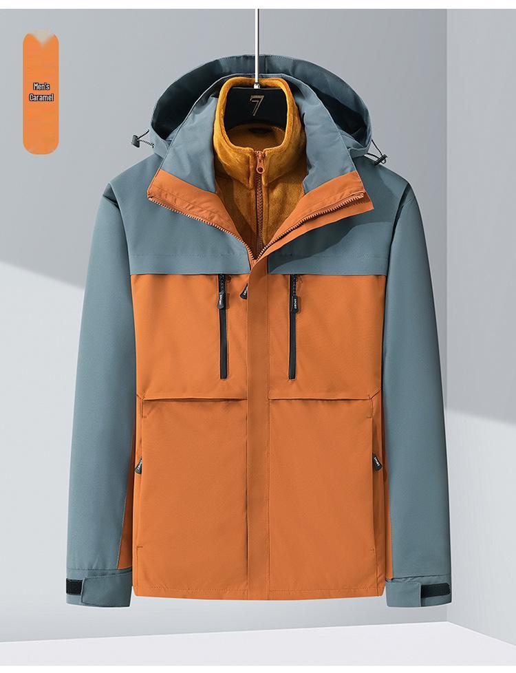Three-in-One Outdoor Jacket: Fleece Liner, Waterproof, Windproof, Custom Logo