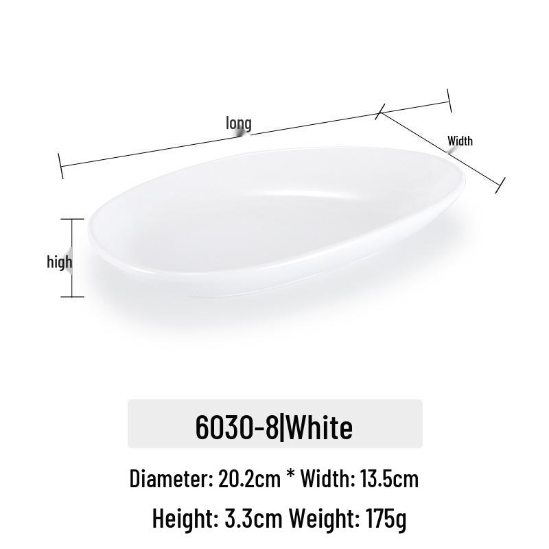 Irregular Shape Melamine Faux Porcelain Snack or Salad Plate for Western Restaurants 8-inch