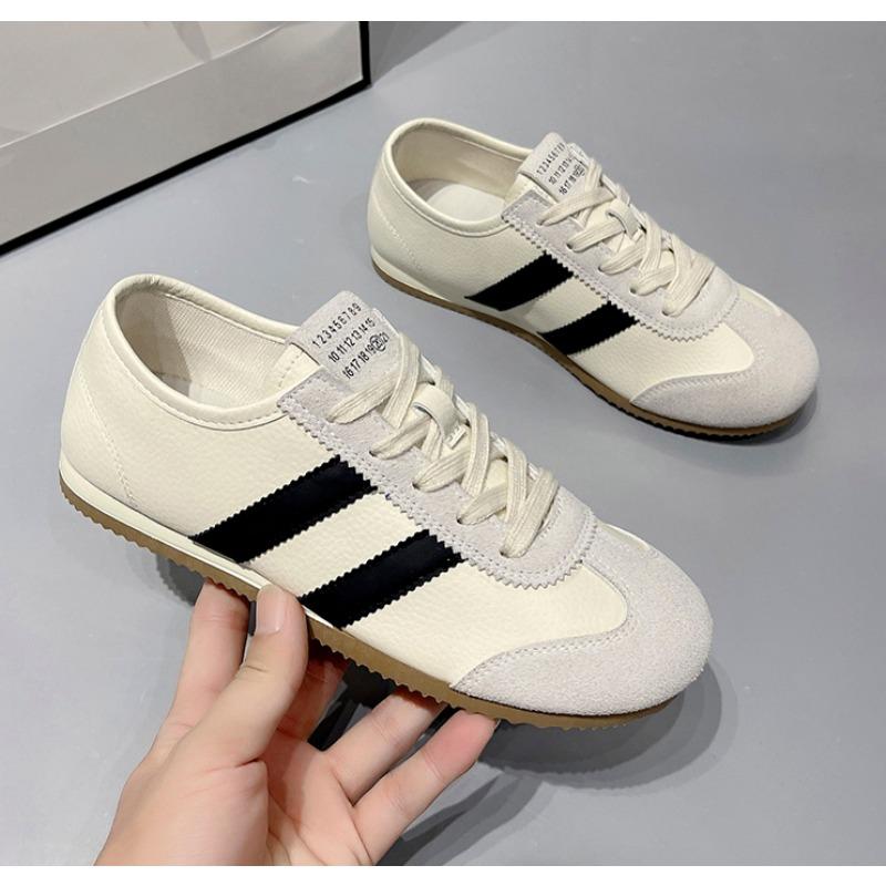 

Модная женская обувь Модная повседневная обувь на плоской подошве из вулканизированной кожи Женские кроссовки для ходьбы на открытом воздухе Женские удобные классические туфли Черный Белый 40 бежевый