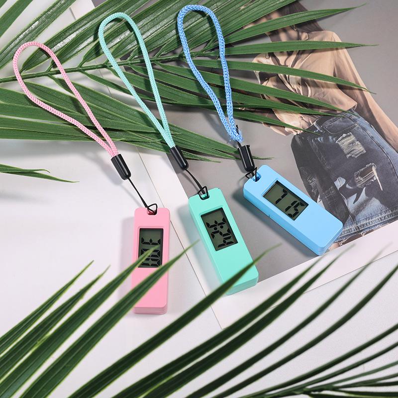 Svítící LED Klíčenka Kapesní hodinky Mini Tiché Elektronické hodiny LCD Digitální displej Přenosné Studentské Zkouška Studium Stolní hodinky