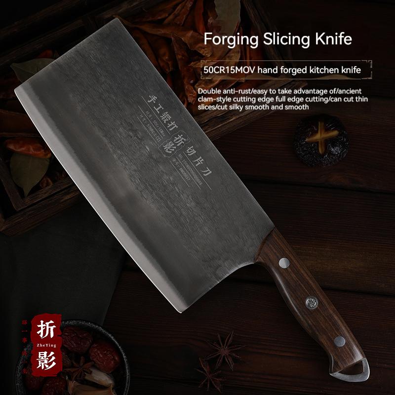 Handmade Forged Slicing Knife Wood Handle Chefs Cleaver Longquan Kitchen Knives For Cutting Vegetables And Meat China Messer