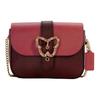 Gemma 18 Color Block Flap Butterfly Buckle Chain Leather Crossbody Bag Small Women Bags Cranberry Strawberry C6796-IMTI8