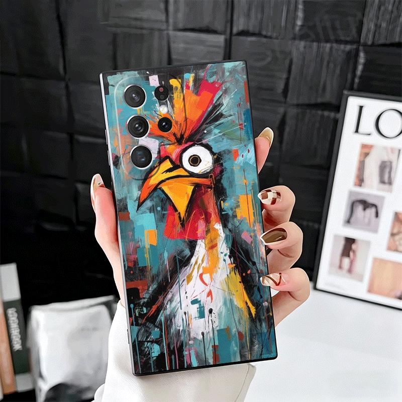 Chicken Hen Rooster Soft Phone Case for Samsung Galaxy S26 S25 Edge S24 Ultra S23 Plus S22 S21 FE S20 Black Cover Back Shell