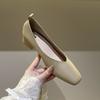 Leather 3.5cm thick heel middle heel single shoes women's spring and autumn new French square head professional work non-grinding feet grandma shoes