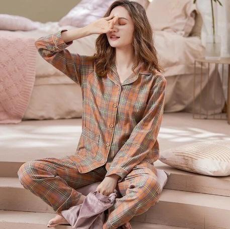 Pajamas women's spring and autumn long-sleeved plus size purple high-end autumn and winter cardigan loungewear
