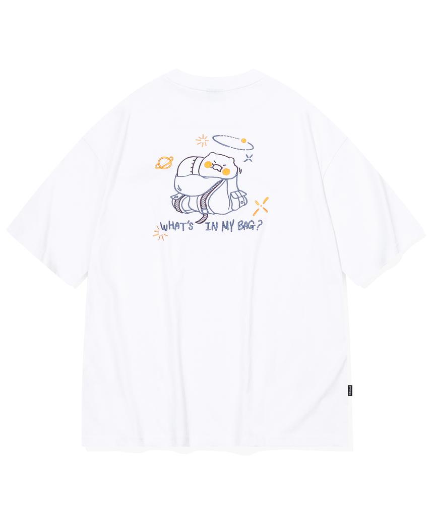 CPGN STUDIO [Cpgn X Kakao Friends] Chunsik Bag Embroidered Short Sleeve T-Shirt White