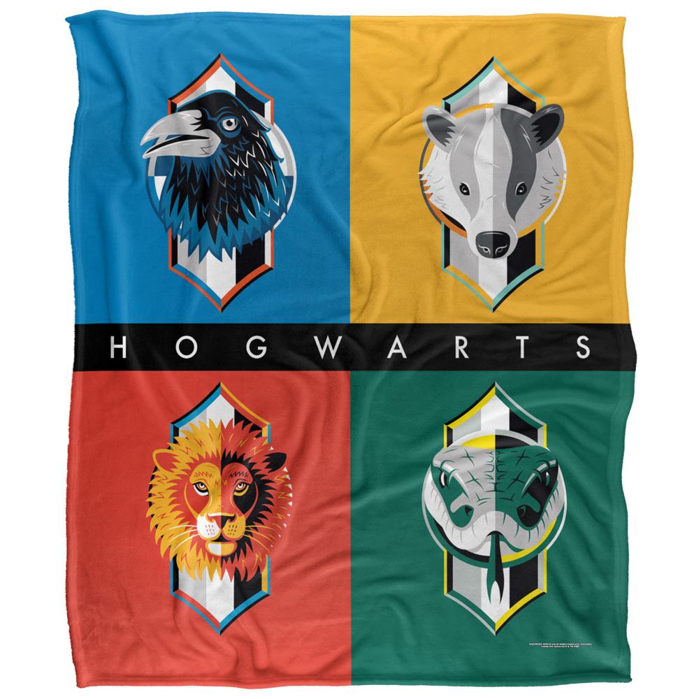 Harry Potter Bold Hogwarts Houses Blanket
