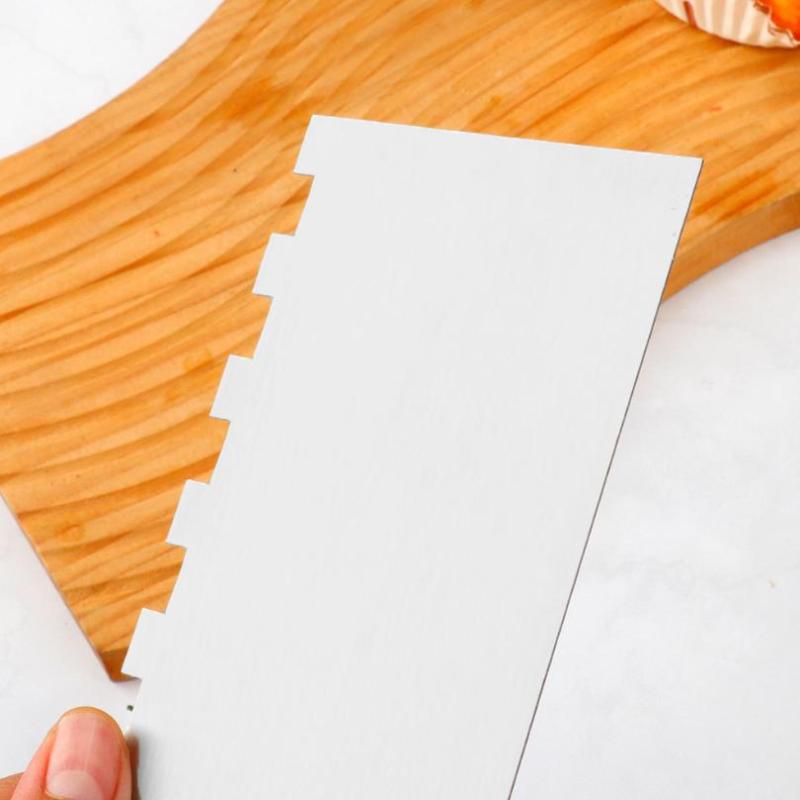 Stainless Steel Cake Smoother Scraper With Double Sawtooth Edge And Rust Resistant Surface Perfect For Home Baking Cake
