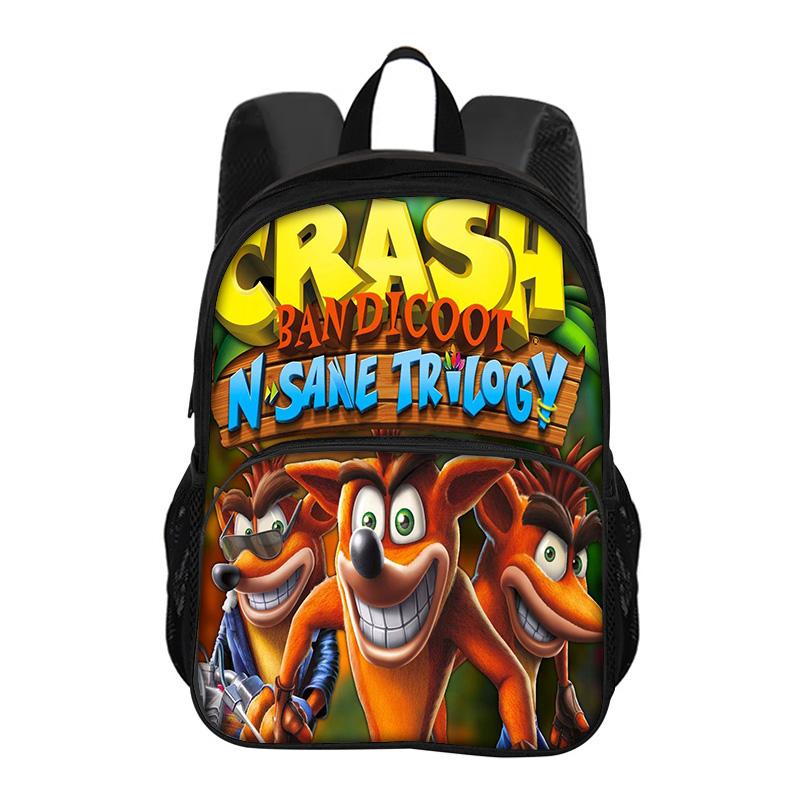 Crash Bandicoot Round Front Bag Backpack Cartoon Printed New Trendy High Quality Student's Best School Companion