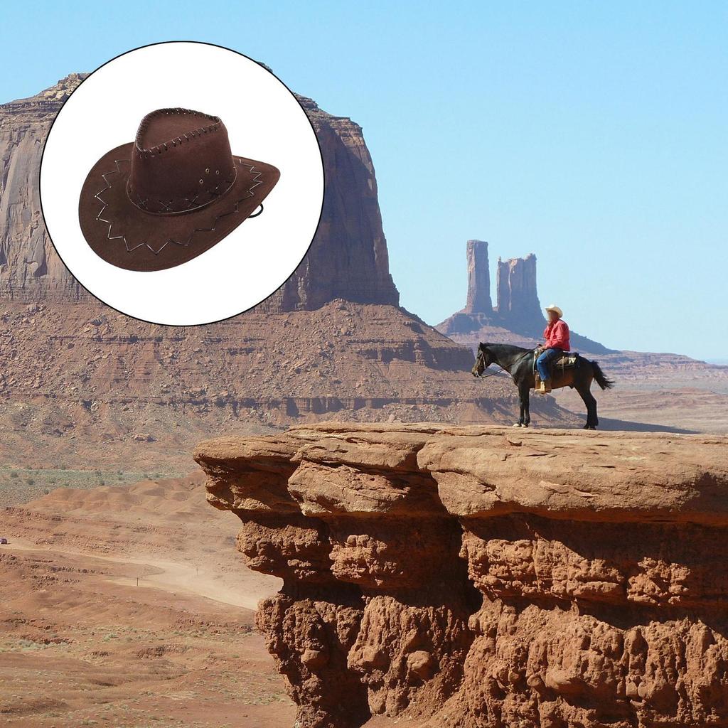 Large Brim Suede Western Cowboy Hat Anti-UV Outdoor Panama Fedora hats Kids