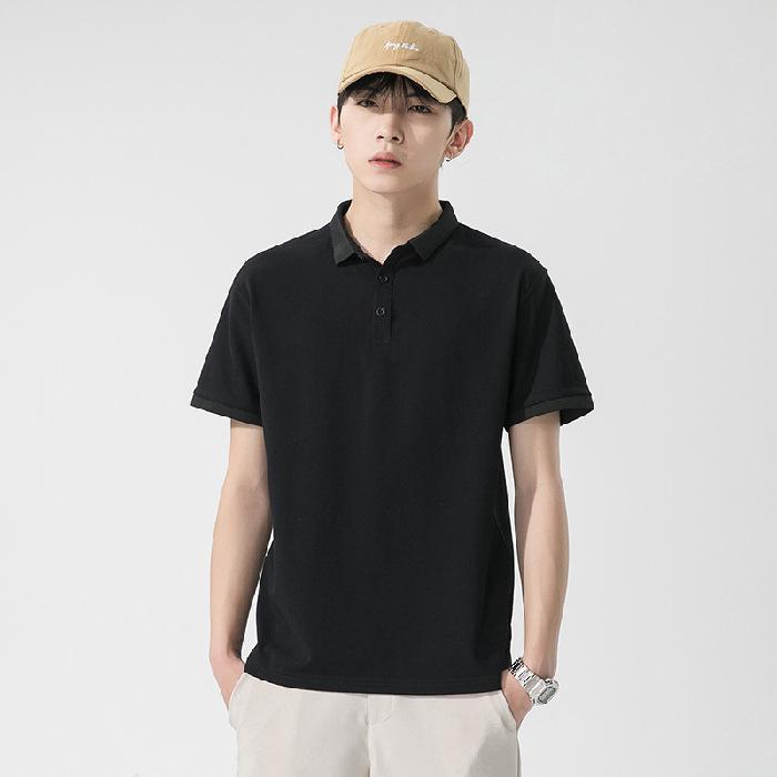 Summer Short-sleeved New Polo Shirt Men's Short-sleeved Trendy Versatile Lapel Base Solid Color T