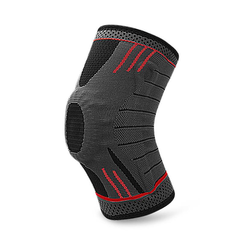 Sports Knee Pads Nylon Knitted Spring Strip Support Non-slip Silicone Ring Fitness Knee Protection S красный