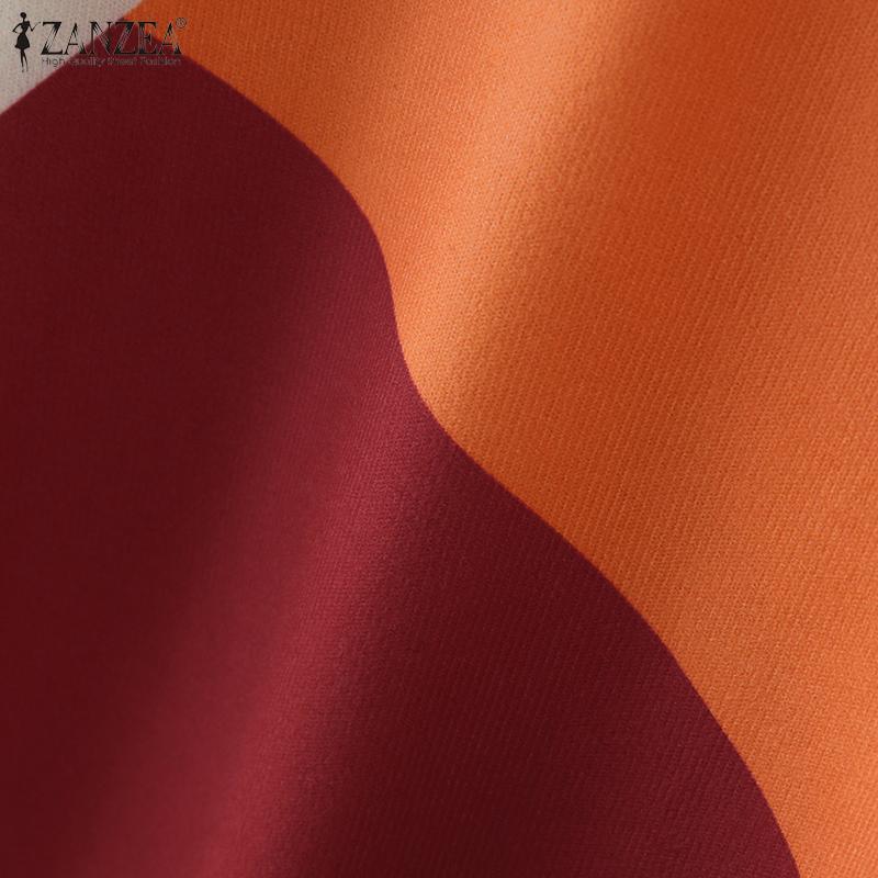 ZANZEA Women Autumn Turtleneck Long Sleeve Contrast Color Knitted Sweaters