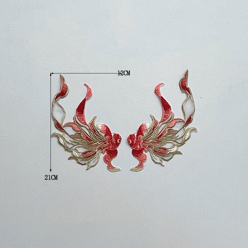 

1Pair Blue Red Fish Embroidery Patches Exquisite Hanfu Cheongsam Ancient Style Applique DIY Craft Sewing Decoration