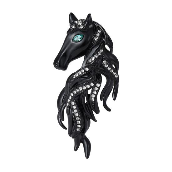 Horse Brooch Sparkling Rhinestones Inlaid Enamel Brooch Pin Clothes Hats Bags Badge Fashionable Accessory