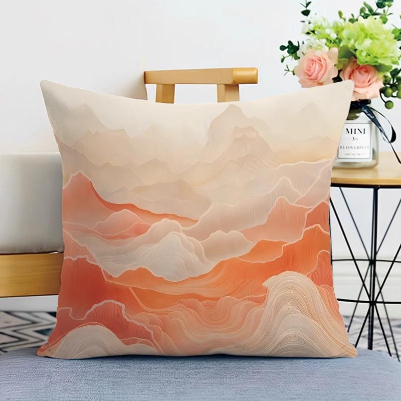 Dekorativer Kissenbezug mit Landschaftsdruck im chinesischen Stil Schlafzimmer Wohnzimmer Quadratischer Kissenbezug
